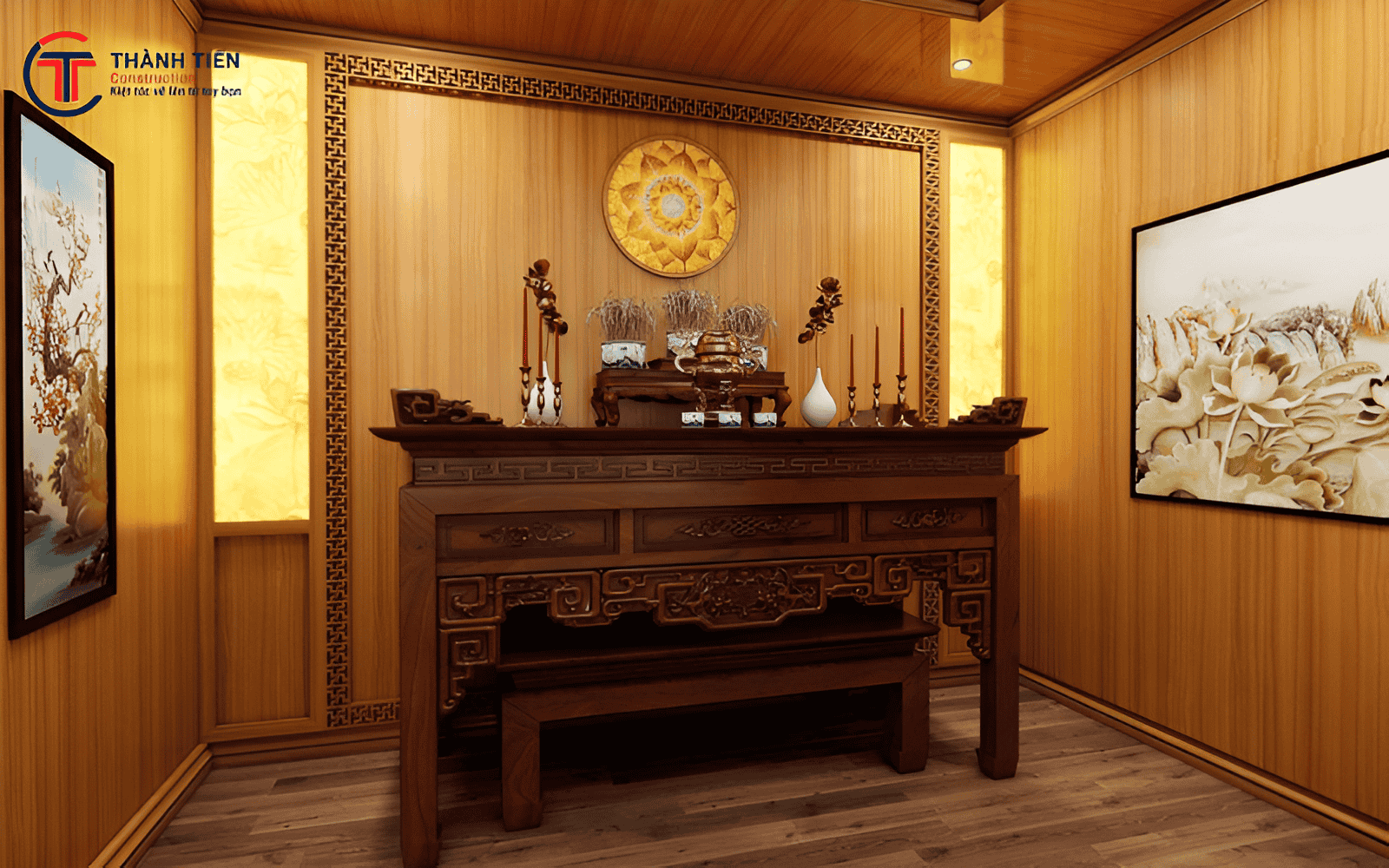 Thành Tiến Construction - Đơn vị thiết kế thi công nội thất phòng thờ uy tín tại Bình Định