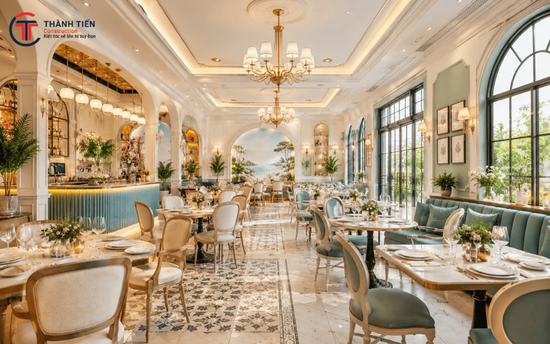 Phong cách nội thất nhà tân cổ điển lược bỏ các chi tiết nhanh chóng nhưng vẫn được giữ vẻ đẹp quan trọng và quý phái đặc trưng