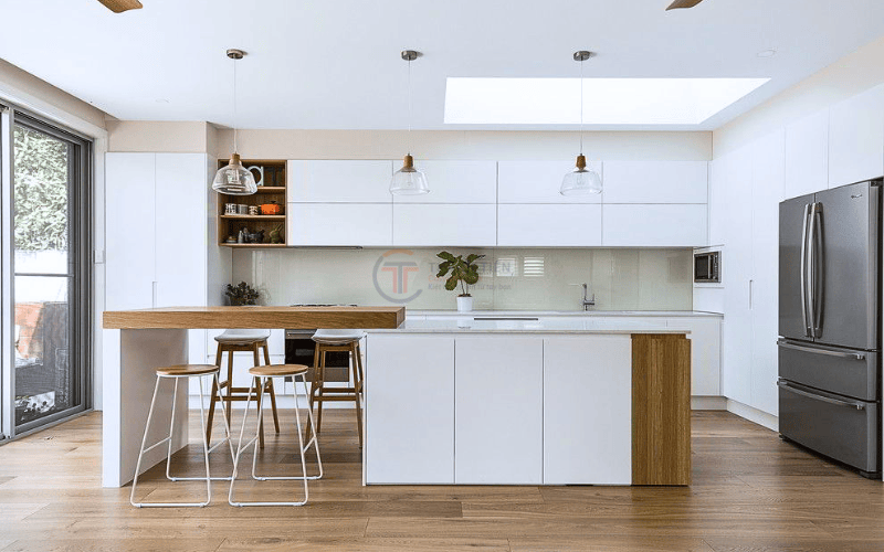 Tủ bếp hiện đại kết hợp bàn đảo
