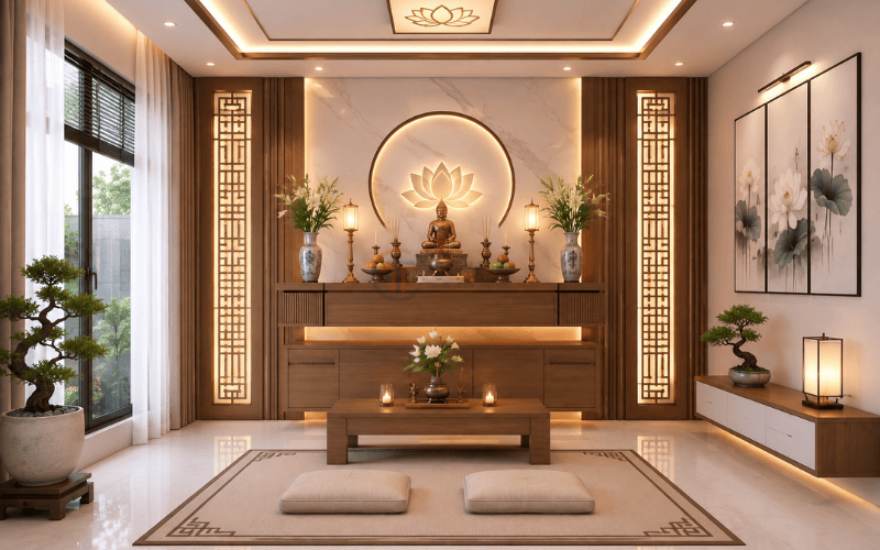 Cách bố trí phòng thờ đẹp và trang nghiêm