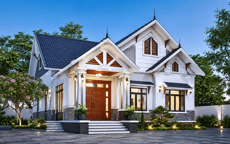 Mái Thái là kiểu mái có độ dốc lớn, thường khoảng 30 – 45° tạo cảm giác ngôi nhà cao ráo