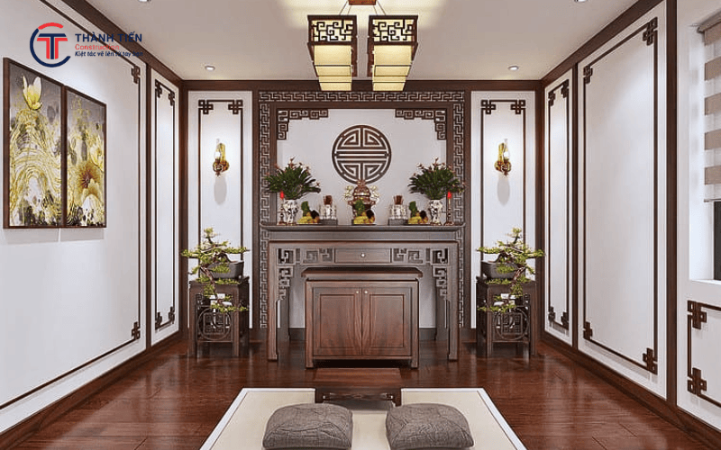 Thiết kế phòng thờ bằng gỗ MDF cần được tính toán kỹ thuật từ vị trí, kích thước đến màu sắc và độ sáng