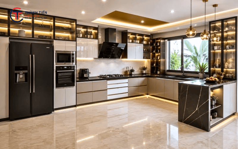Các vật liệu phổ biến khi thiết kế bếp gia đình